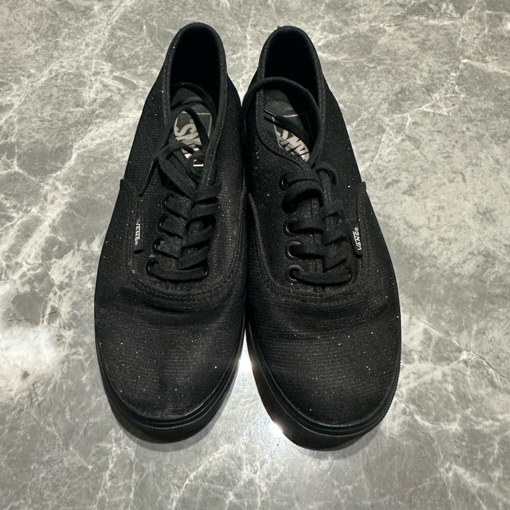 VANS OFF THE WALL Black Glitter Shine Size 5.5 Women’s Size 4 Mens Gym Shoes